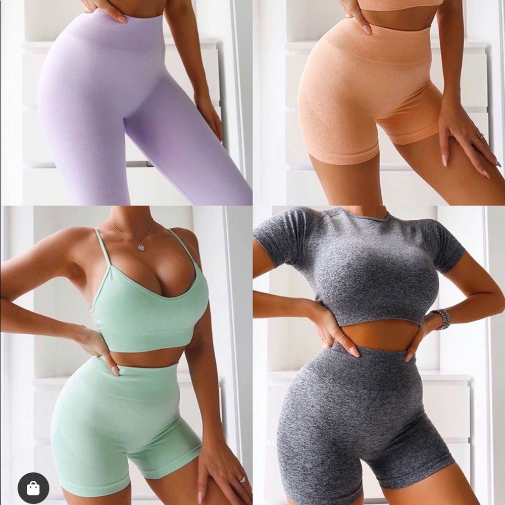 Oh Polly/Bo+Tee mint green and peach gym shorts